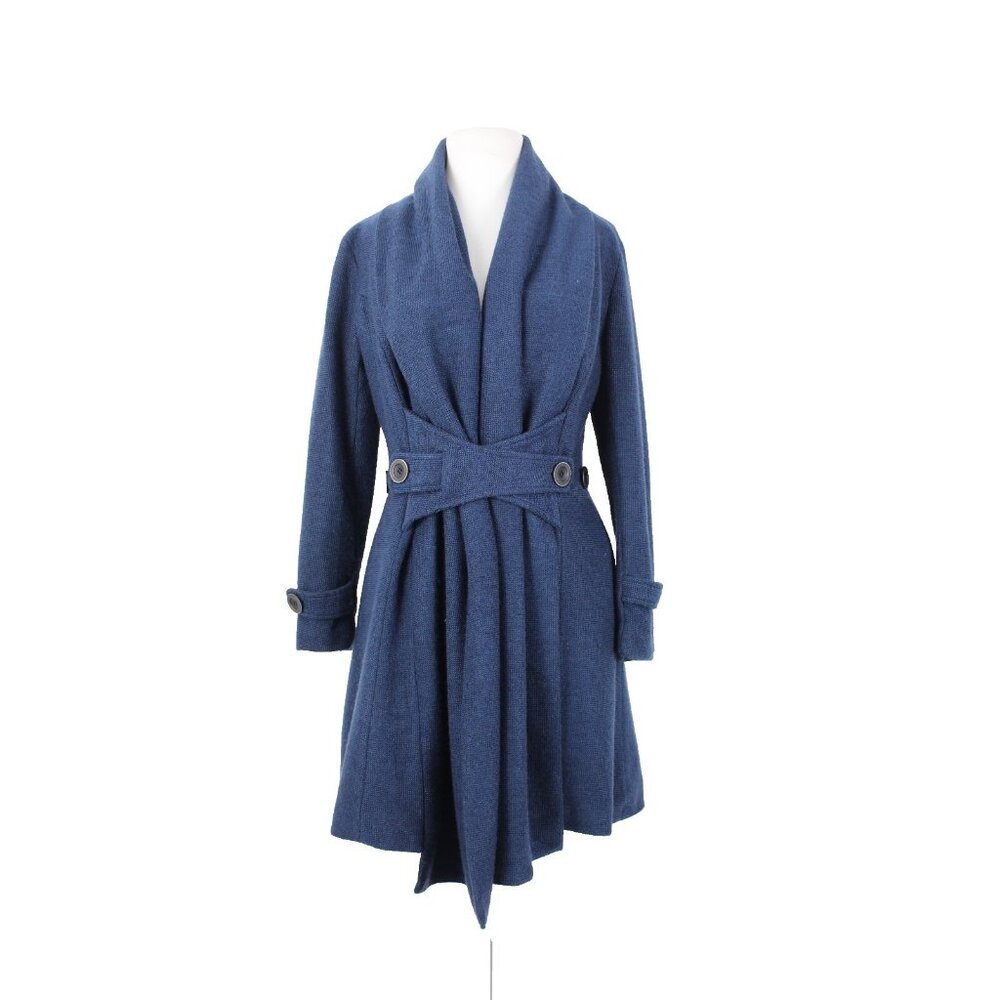 Madrina NO TAGS Sz 4 Navy Blue Tweed Lined Buttons Pocketed Collared Coat